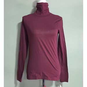 J. Crew Lyocell Long Side Slit Turtleneck Top Red Size Small NWOT